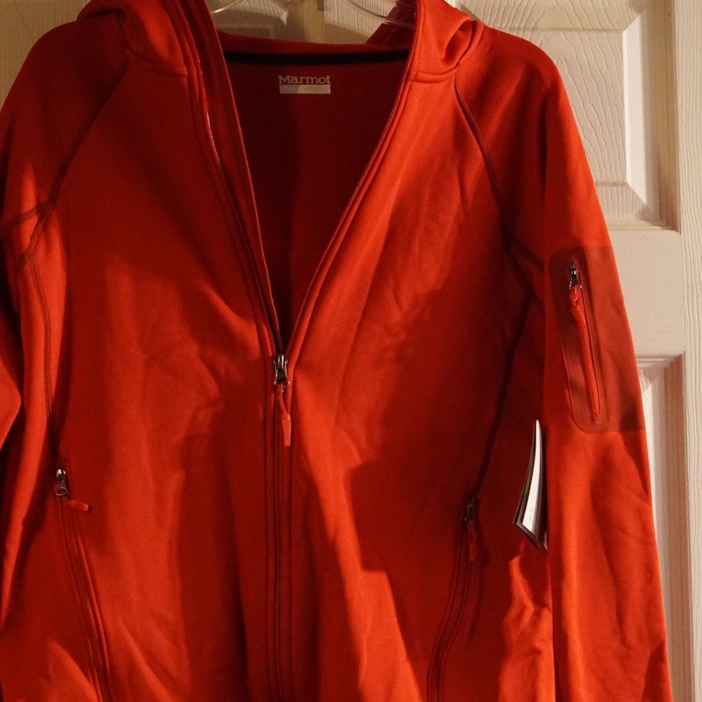 Orange Marmot fleece sweatshirt w/thumb hole!!